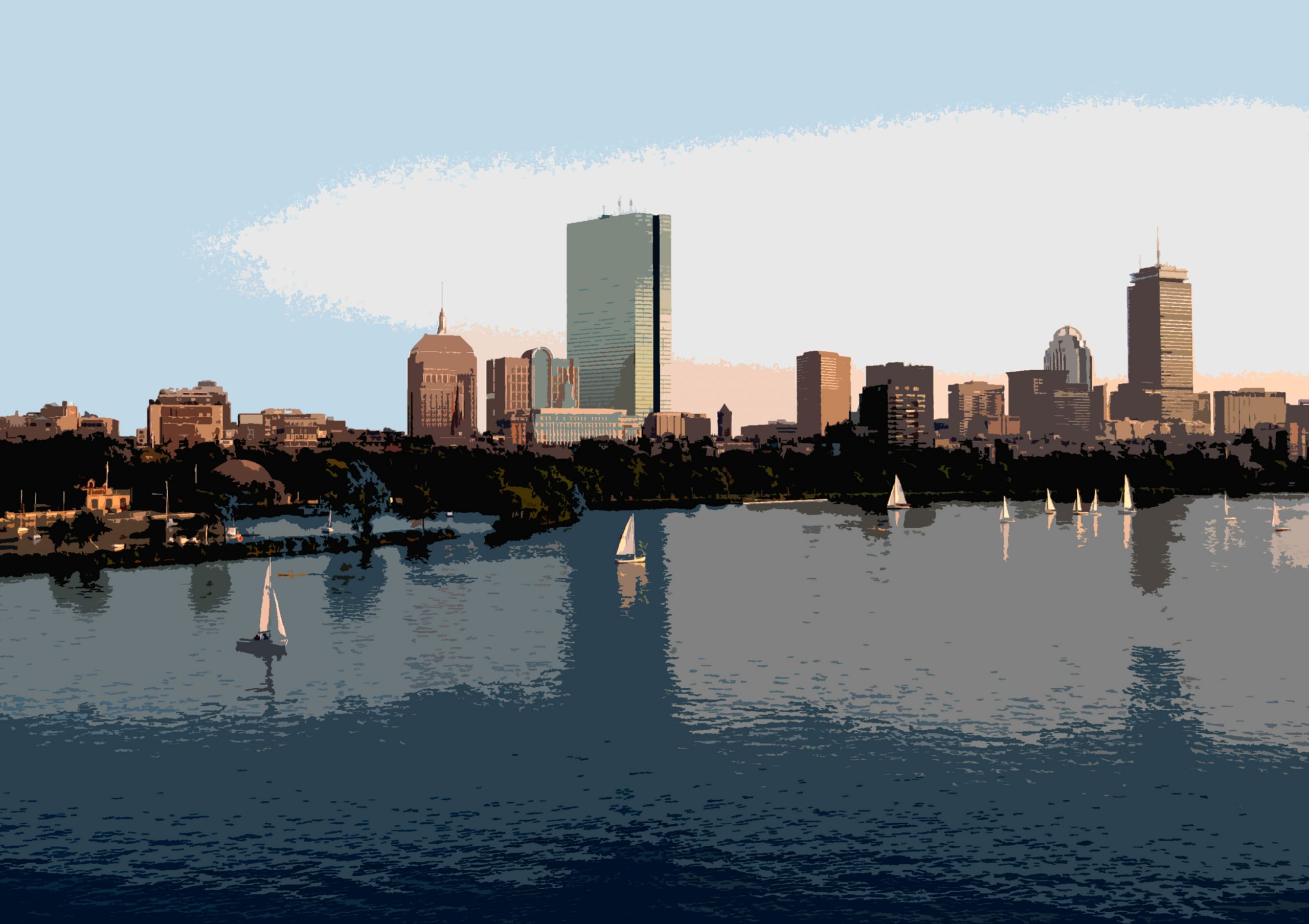digitally manipulated photograph of the boston back bay skyline by jen matson